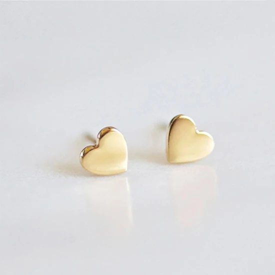 E-Manco Мода Нержавеющая сталь серьги минималистские небольшие сердца серьги "любовь" корейский стиль, серьги со шпилькой, для Для женщин Модные украшения - Окраска металла: Gold Color