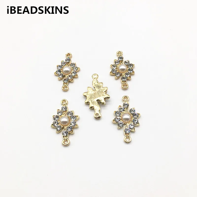 

New arrival!24X14mm 50pcs/lot Zinc alloy Rhinestone flower-shape Connectors for stud earring/earring accessories/earring Parts