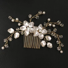 Романтические Стразы и хрустальные бусины невесты расчески для волос цветочный жемчуг головной убор для женщин Свадебные аксессуары для волос на выпускной вечер