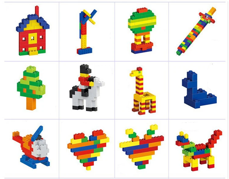 Игрушки для мальчиков 6 лет, 1000 штук, набор строительных блоков, больше больших штук, 1,7 кг, 15 цветов, пластиковые DIY модели, строительные игрушки для детей