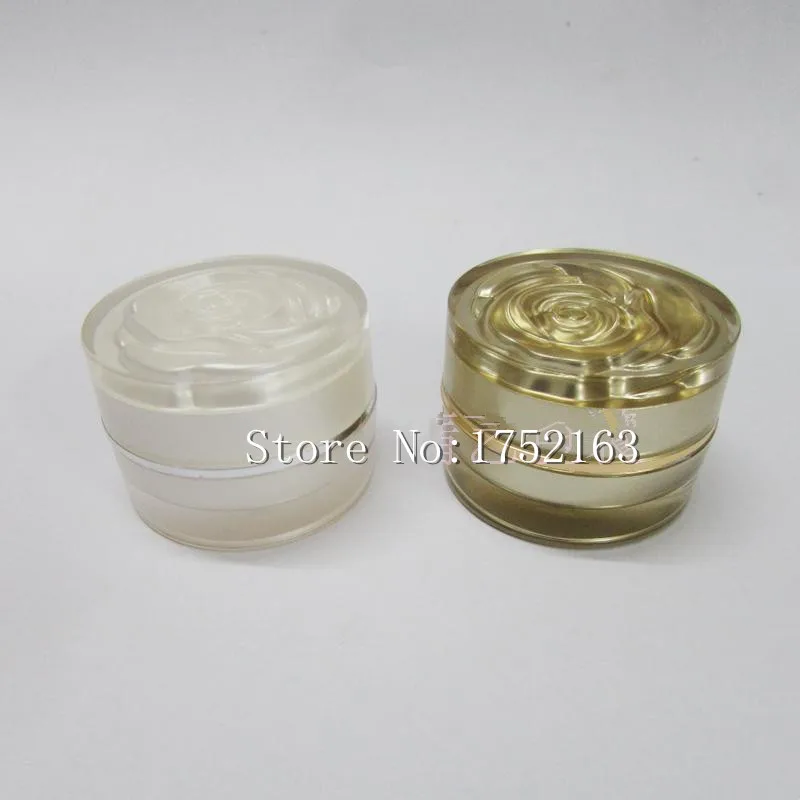Wholesale 30G acrylic cream bottle flower shape lid cosmetic container