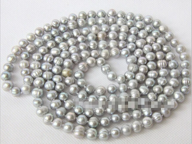 

Free shipping >>>>>>long 62" 9mm gray freshwater pearls necklace E2044