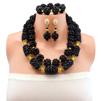 

Black African Beads Jewelry Set 2017 Nigerian Wedding African Beads for Brides Party Bridal Jewelry Set Free Shipping