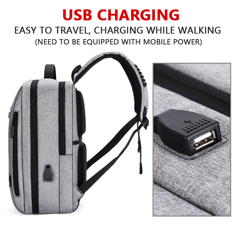  Mens Casual USB Charging Work Backpack Large Space Short Trip Male Waterproof Travel Luggage Bags 1 - 32967923718