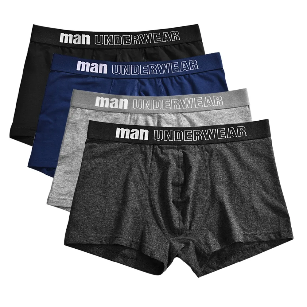 4 штуки в партии мужские боксеры Для мужчин хлопок человек Boxershort дышащие Однотонные эластичные шорты трусы-боксеры Для мужчин s трусики