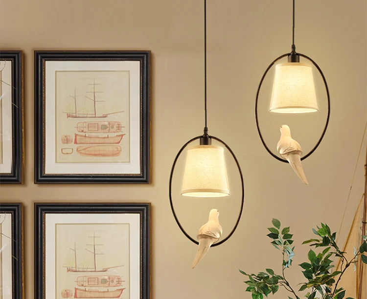 

American rural lamp pendant lamp bedside bar single-head dining room light -bird pendant lights creative lighting FG704