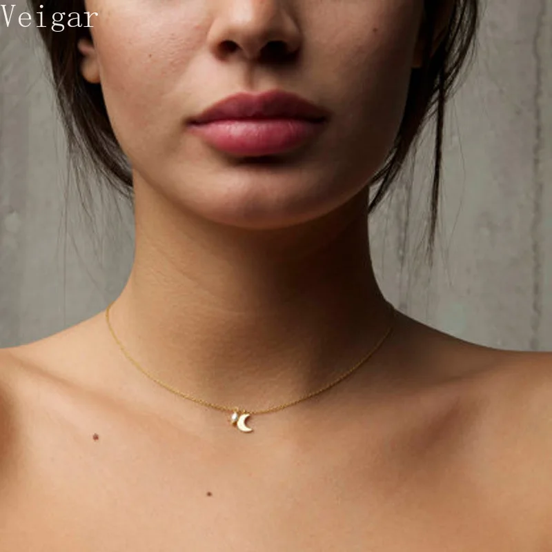 

Moon Necklaces & Pendants 2018 Simple Gold Silver Color Chain Clavicle Chain Fashion Jewelry Colar Feminino Collier Ras Du Cou