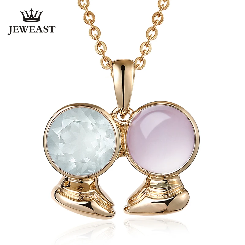

Gemini Natural hibiscus stone 9K Pure Gold Pendant Real AU Solid Upscale Trendy Classic Party Fine Jewelry Hot Sell New 2019