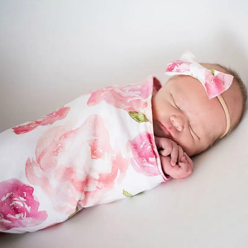 Реквизит для фотосессии; детские одеяла с принтом для новорожденных; пеленка для сна для маленьких мальчиков и девочек; муслиновая накидка+ повязка на голову; комплект из 2 предметов для новорожденных