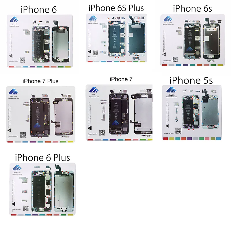 10 видов Профессиональный Магнитный винт коврик рабочий для iphone 4 4s 5 5c 5s 6 6s 6plus plus 7
