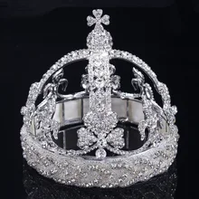 2016 Quinceanera Chic Regal Royal White Gold Jewelry Crowns And Tiaras Women Rhinestone Byzantine Luxury Headwear Wedding Brides