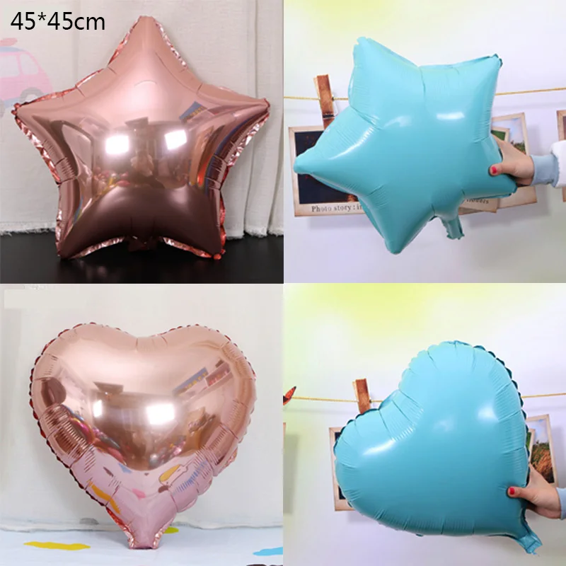 

New 18-inch rose gold Star and Heart aluminum balloon children's birthday party Bride and groom wedding decoration balloons
