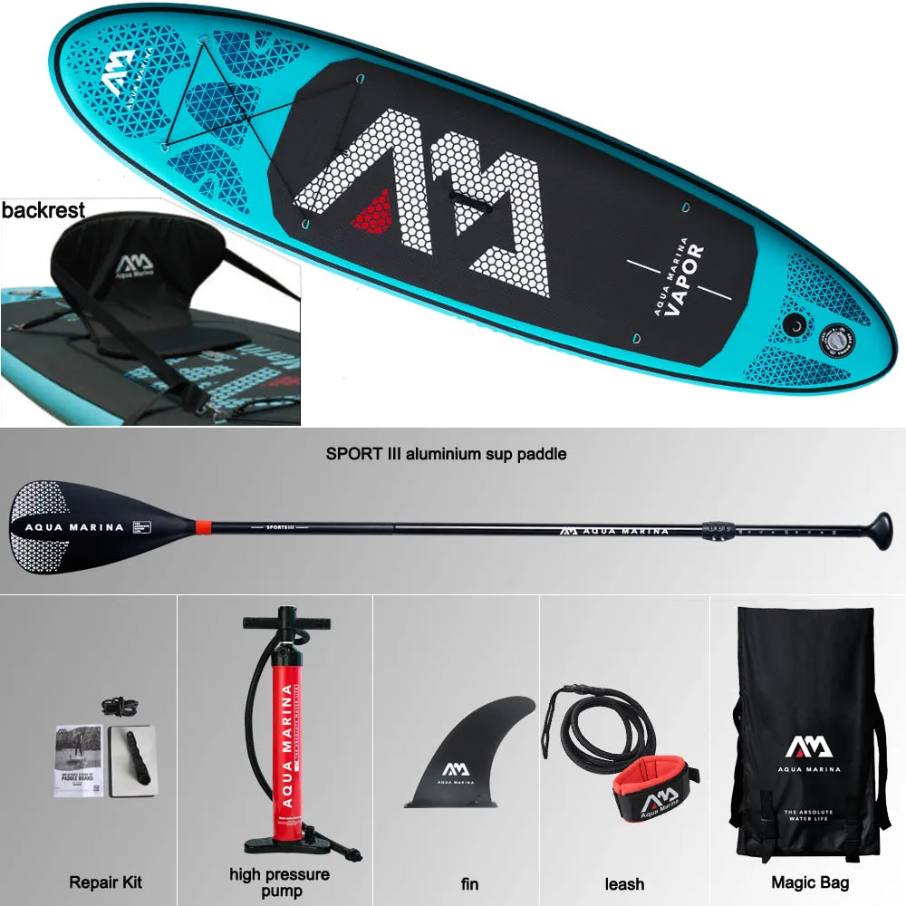 Доска для серфинга 300*76*12 см sup pad AQUA MARINA VAPOR надувная SUP stand up весло доска Рыбалка каяк надувной поводок сиденье - Цвет: set C