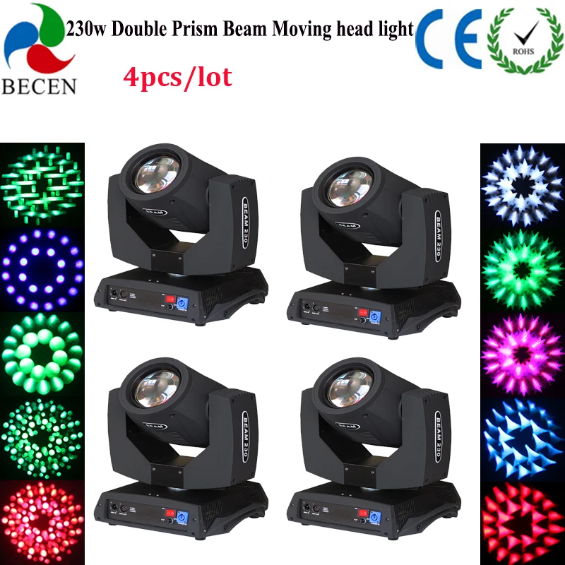 RDM support 230W 7R Beam Moving Head Light 8+16 Prism dmx 512 Professtional Stage for dj Club Christmas Party 4pcs/lot | Лампы и