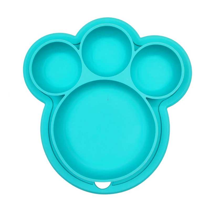 Baby Silicone Plate BPA Free Cartoon Bear Paw Shape Children Dinner Dishes Suction Baby Training Tableware Kids Feeding Bowls