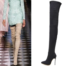 Boussac/пикантные высокие сапоги до бедра с острым носком женские ботфорты на высоком каблуке, размер 42 г. Женские зимние сапоги SWE0231