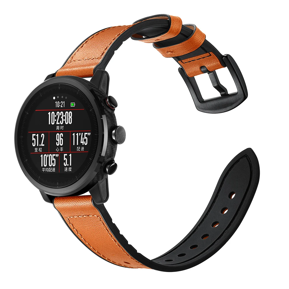 22 мм кожаный ремешок для Xiaomi Huami Amazfit PACE Stratos Смарт-часы браслет для Xiaomi Amazfit ремешок из натуральной кожи ремень