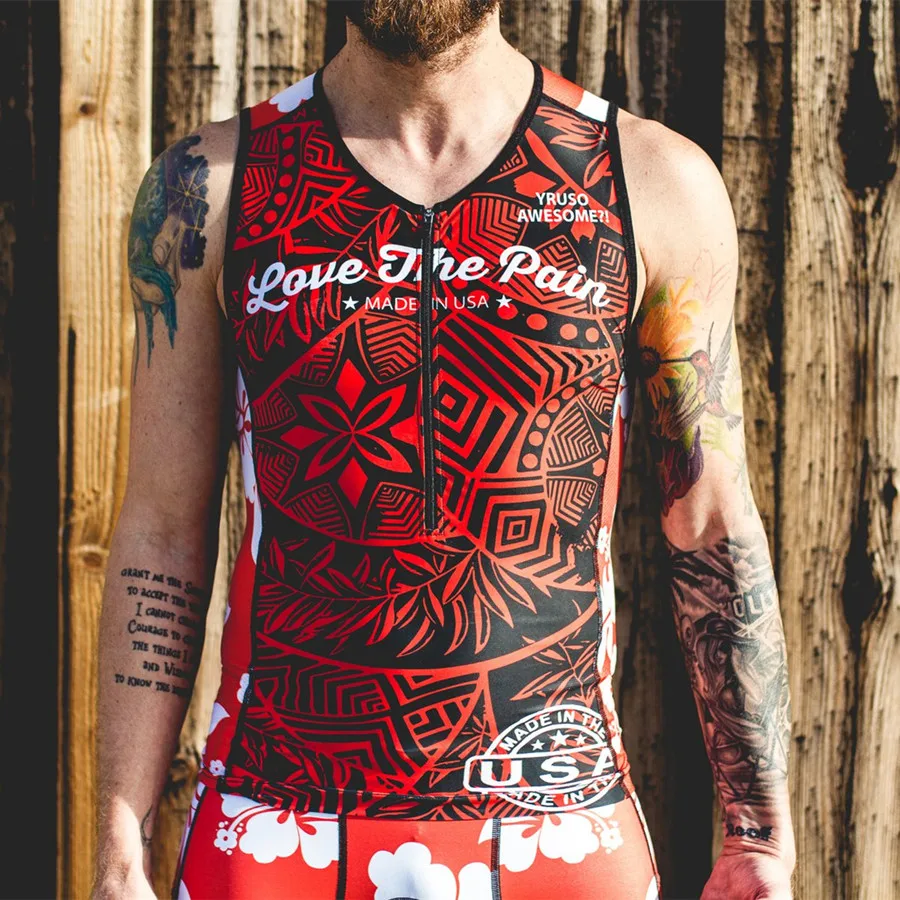 2019 men cycling jersey set USA love the pain red bike tights shorts triathlon running suit bicycle equipment custom bicicleta