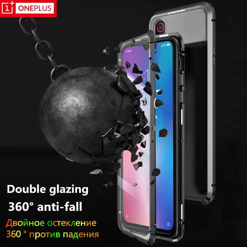 

Original for one plus 7 Case Magnetic Adsorption Metal Case for one plus 7 Pro Metal frame transparent protective plus 5T 6 6T.