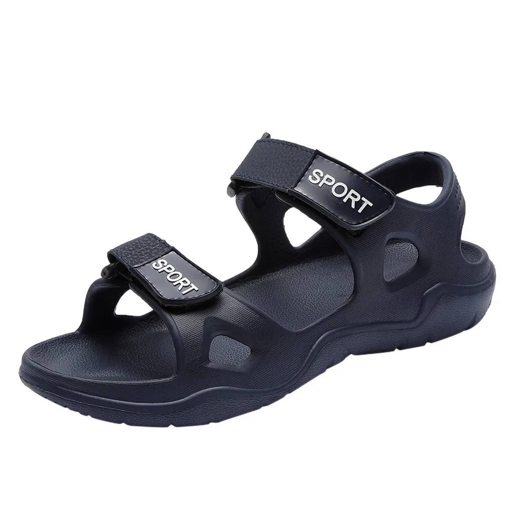 Genuine Leather Shoes Men Sandals Summer Beach Sandals Male Shoes Fashion Cow Leather Man Sandals Black White June 3