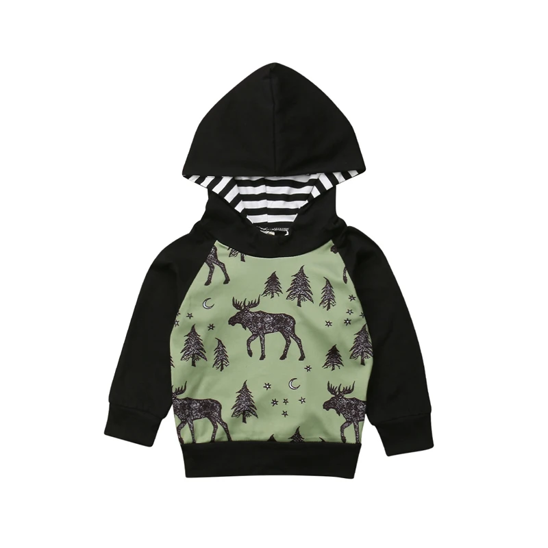 

Toddler Baby Boys Hooded Sweatshirt Reindeer Autumn Winter Hooded Clothes Tops
