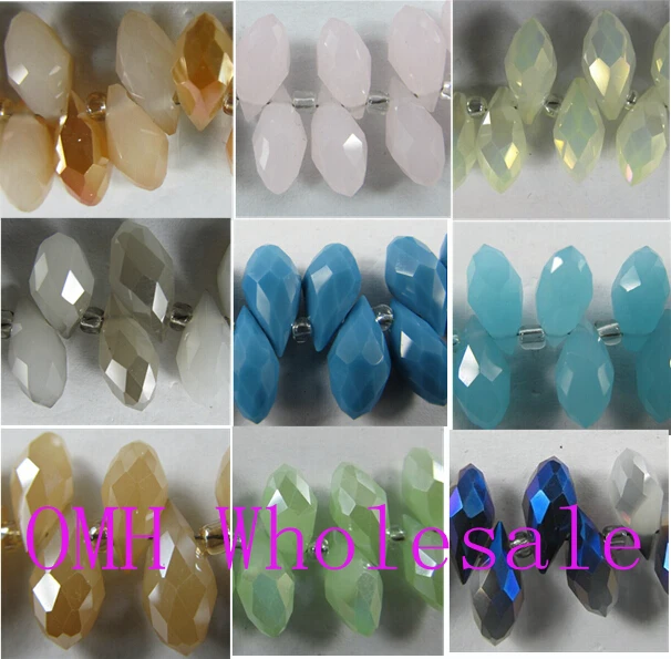 

OMH Jewelry Accessories Wholesale 95Pcs 9 colors to choose Water droplets shape 11 X 4.5mm Dazzling crystal Beads