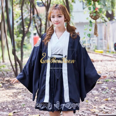 

Vintage Japanese Harajuku Style Kimono For Girls Print Cardigan Long/short sleeve Blouse Waves Dress Cosplay Costume For Women