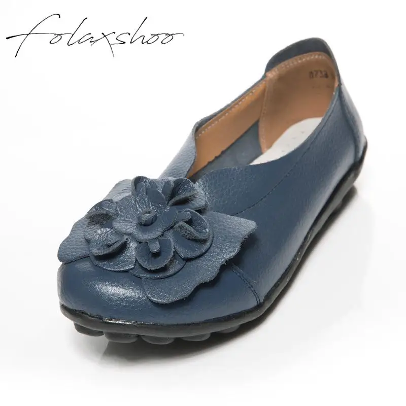 

Folaxshoo Womens Flats Comfortable Shoes Geniune Leather Oxford Shoes for Women Platform Shoes Ladies Flower Casual Nurse Shoes