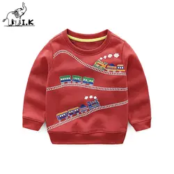 I.K/красная футболка для маленьких мальчиков с машинкой, детский хлопковый пуловер, детский спортивный свитер с длинными рукавами, Новинка