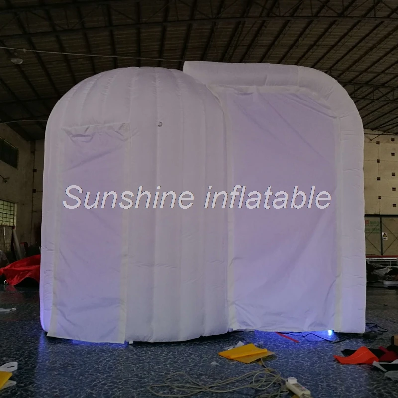 

Hot sale 2 doors portable colorful LED inflatable photo booth enclosure small inflatable dome igloo tent for wedding