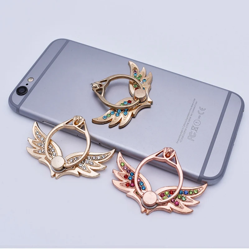 

Angel Wings Fashion 360 Degree Multi-function Metal Finger Ring Mobile Phone Ring Holder For iPhone For Samsung Smart Phones