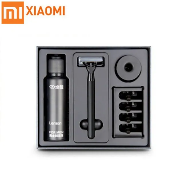Online Original xiao mi Huanxin 3in1 EINE Sets Männer Rasiermesser Zitrone Geschmack 7 in 1 Sets 4 Rasierer Kopf Magnetische Ersetzen clip Beste Geschenk für Mann