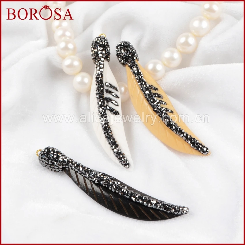 BOROSA 5 шт. Модные Крылья Форма Радуга натуральная кость быка кулон из бисера с