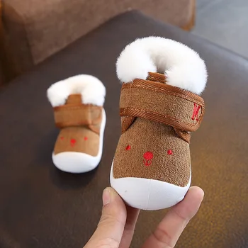 

Toddler Baby Girl Shoes Winter Kids Soft Bottom Antiskid Infant First Walkers Shoes Newborn Thicken Flannel Warm Baby Boy Shoes