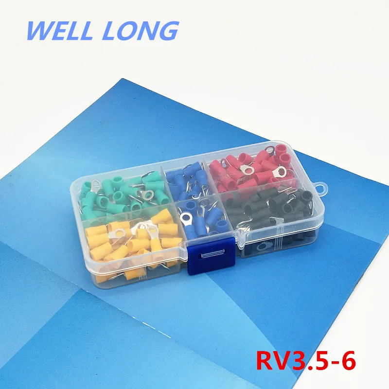 100pcs/lot RV3.5-6 Kit Cold pressed terminal O-type connector copper nose wire with sheathed head. | Обустройство дома