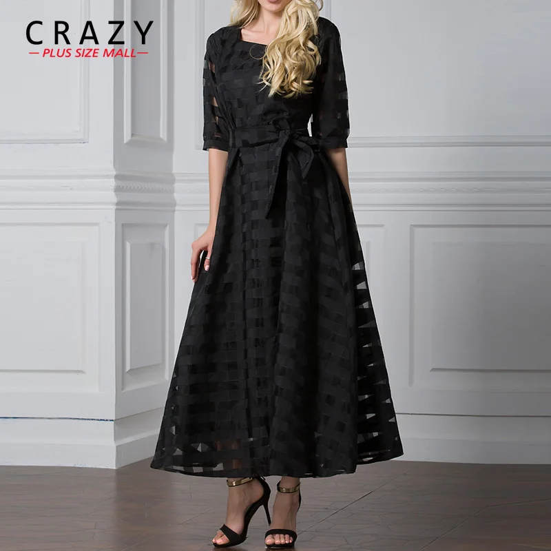 Платье сумасшедшего размера плюс из черной органзы плюс женские вечерние элегантные платья 7XL 6XL 5XL вечерние платья 9065 - Цвет: 9065 black
