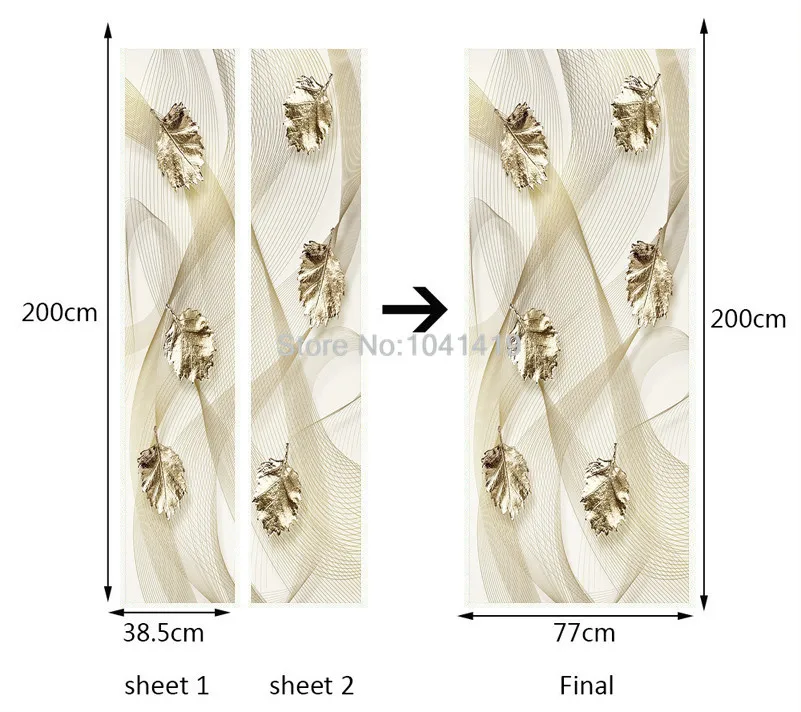 3D обои в европейском стиле с золотыми листьями, фото настенные фрески, модные наклейки для гостиной, спальни, двери, экологичный 3 D домашний декор
