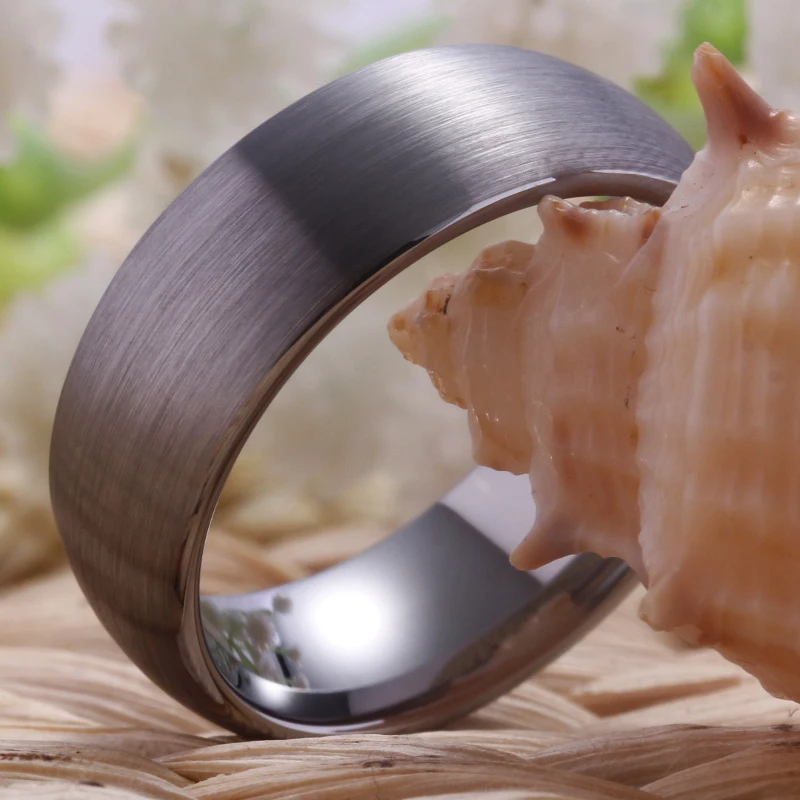 YGK Wedding Jewelry Ring for Women Classic Matte Dome Silver Tungsten Rings for Men Engagement Anniversary Ring men women Gift