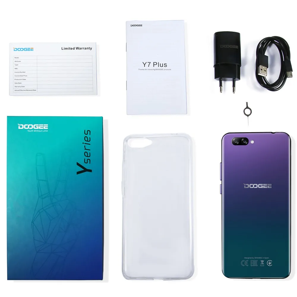 DOOGEE Y7 плюс 6 18 '񟞨*2246 Экран Android 8 1 смартфон MTK6757 Восьмиядерный ГБ 64 GB мобильный