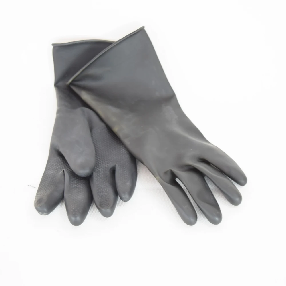 Черный цвет кислота и устойчивость к воздействию щелочи химические латексные перчатки