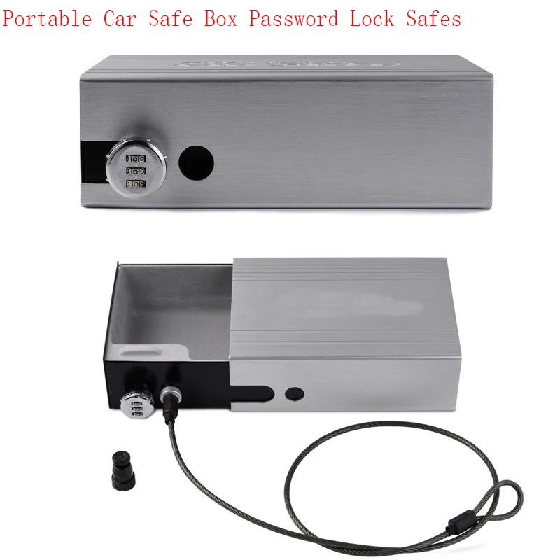 NewPortable Car Safe Box Password Lock Safes Jewelry Cash Pistol