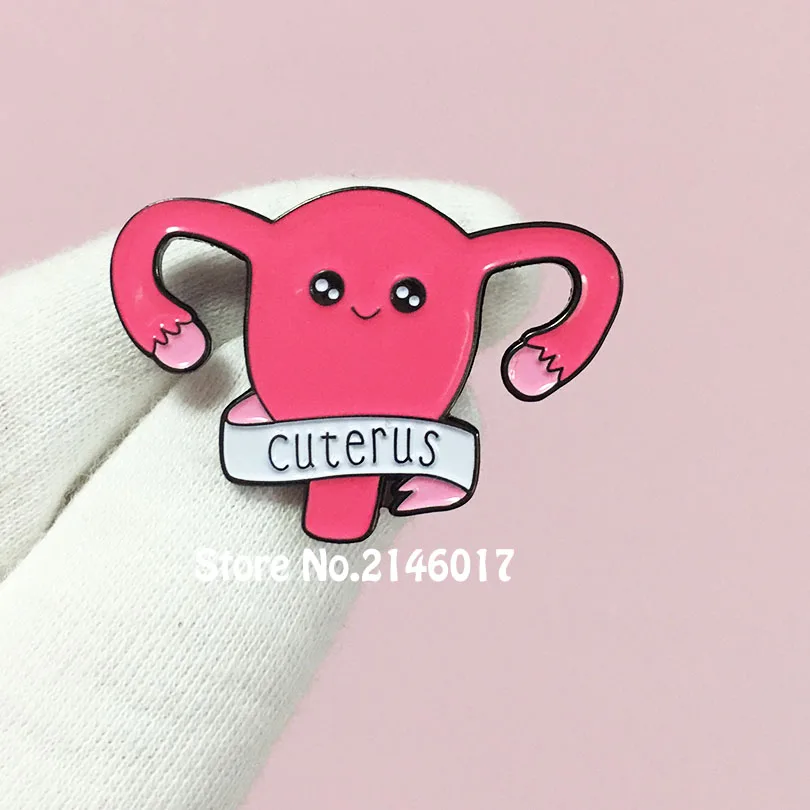 

2pcs Uterus Feminist Badge Lapel Pins and Brooch Women Gift Metal Craft 1'' High Cuterus Enamel Pin