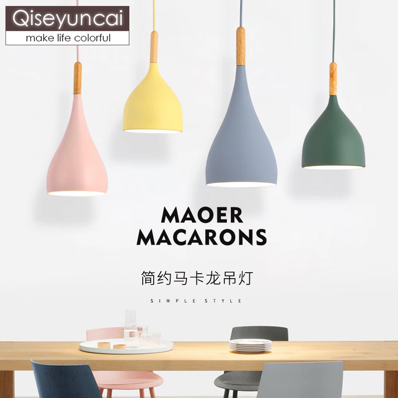 

Qiseyuncai разноцветный блеск подвесной светильник для ресторана дерево подвесное освещение Кухонные светильники Современные E27 LED Лофт Hanglamp