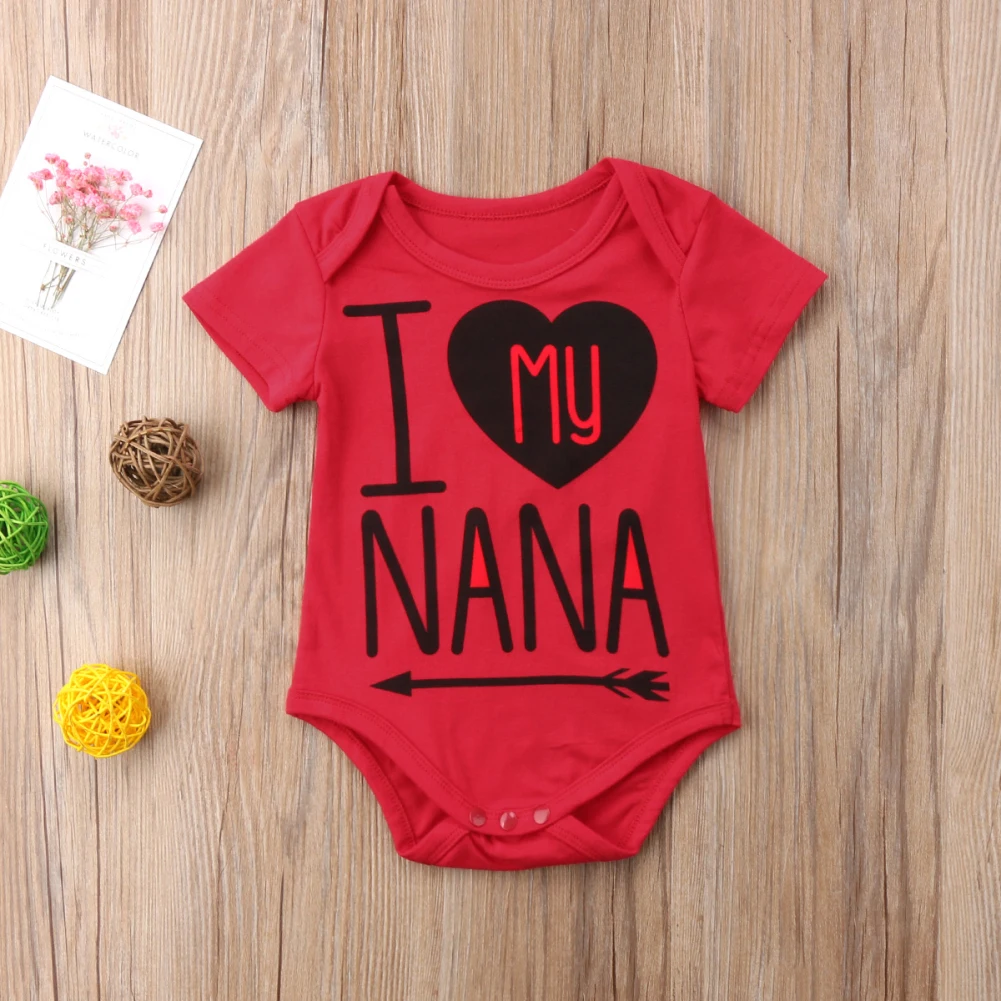 I love NANA/Милый хлопковый комбинезон для новорожденных девочек и мальчиков, комбинезон для детей, одежда для малышей, 3 цветные наряды, Новинка лета года