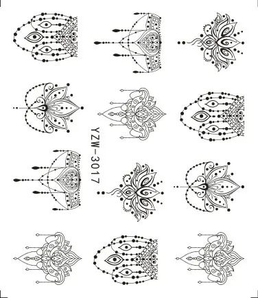 Yzwle черный цветок лоза ногтей Вода стикер лист кружева дизайн слайдер дизайн ногтей Наклейка Красота фольги украшения