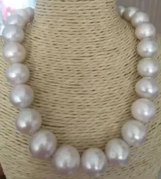 

HUGE 18"13-16mm natural south sea genuine white round pearl necklace 14k 332AAA