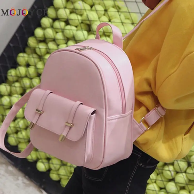  3pcs/Set PU Leather Women Backpack Girls Solid Shoulder Mini Backpack Lady Composite Bag Mochila Fe - 32863564556