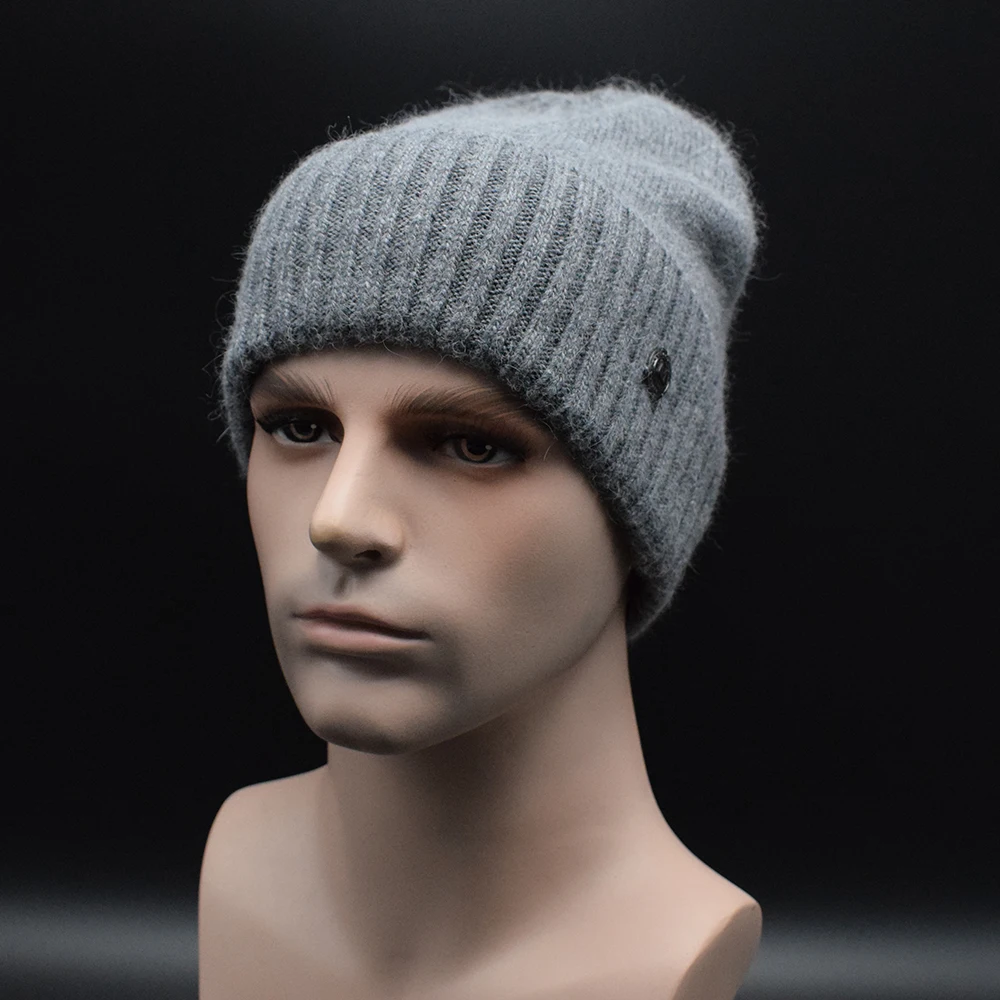 Winter High quality thick wool caps for Men European style Solid color