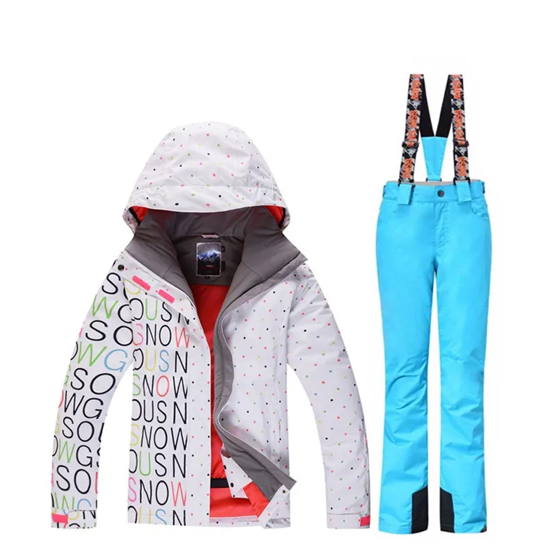 Winter Women's Ski Wear Outdoor Sports Ski Suit Set 10K Waterproof Windproof Snow Boots and