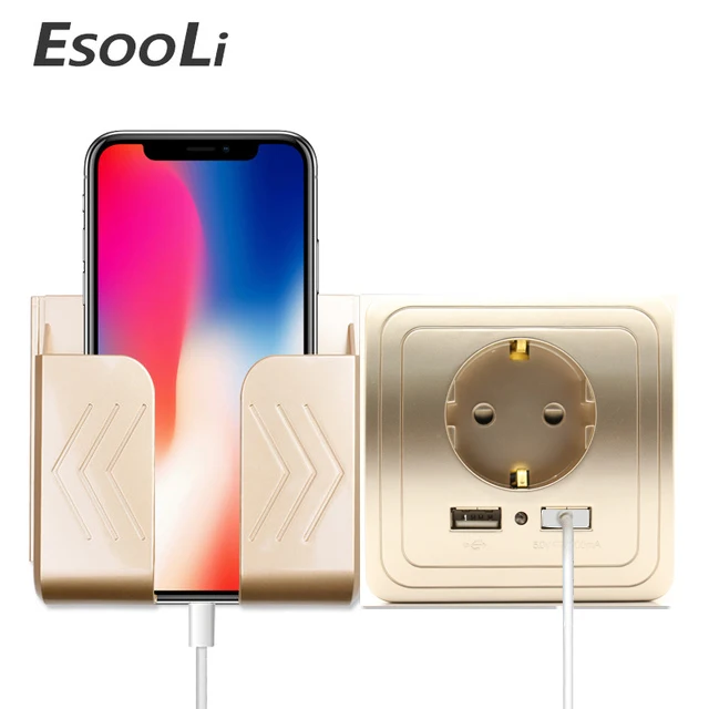 EsooLi Розетка с usb настенная розетка 5 в 2 а двойная настенная розетка eu порты зарядное устройство 16A 250 В кухонная розетка электрическая розетка